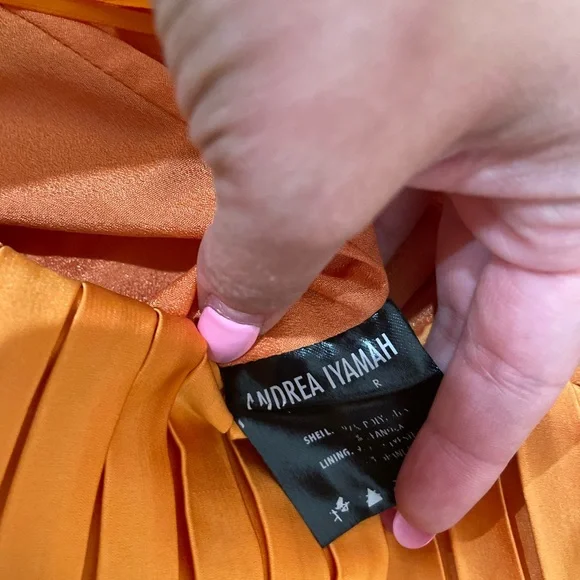 Andrea Iyamah Vibrant Orange Tami Pleated Tiered Wide Leg Pants Size Medium - Picture 10 of 10